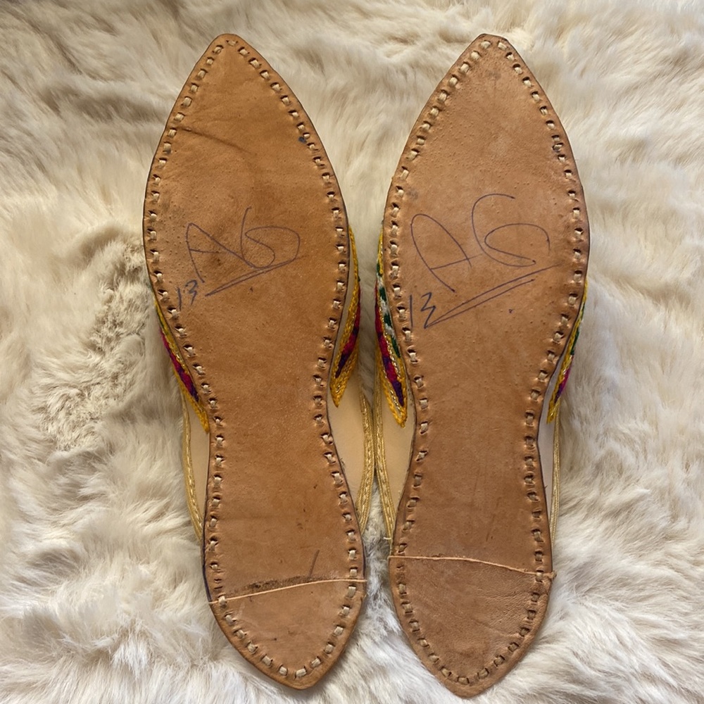 Pom Pom Embroidered Leather Indian Sandals - Picture 3 of 14